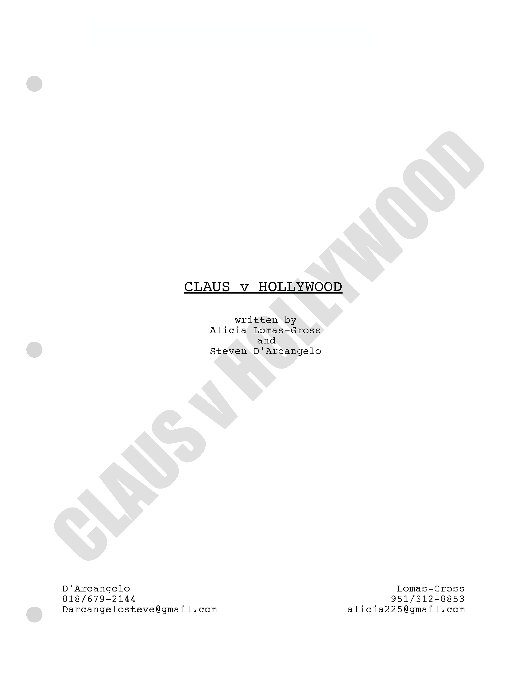 Claus v Hollywood, title page