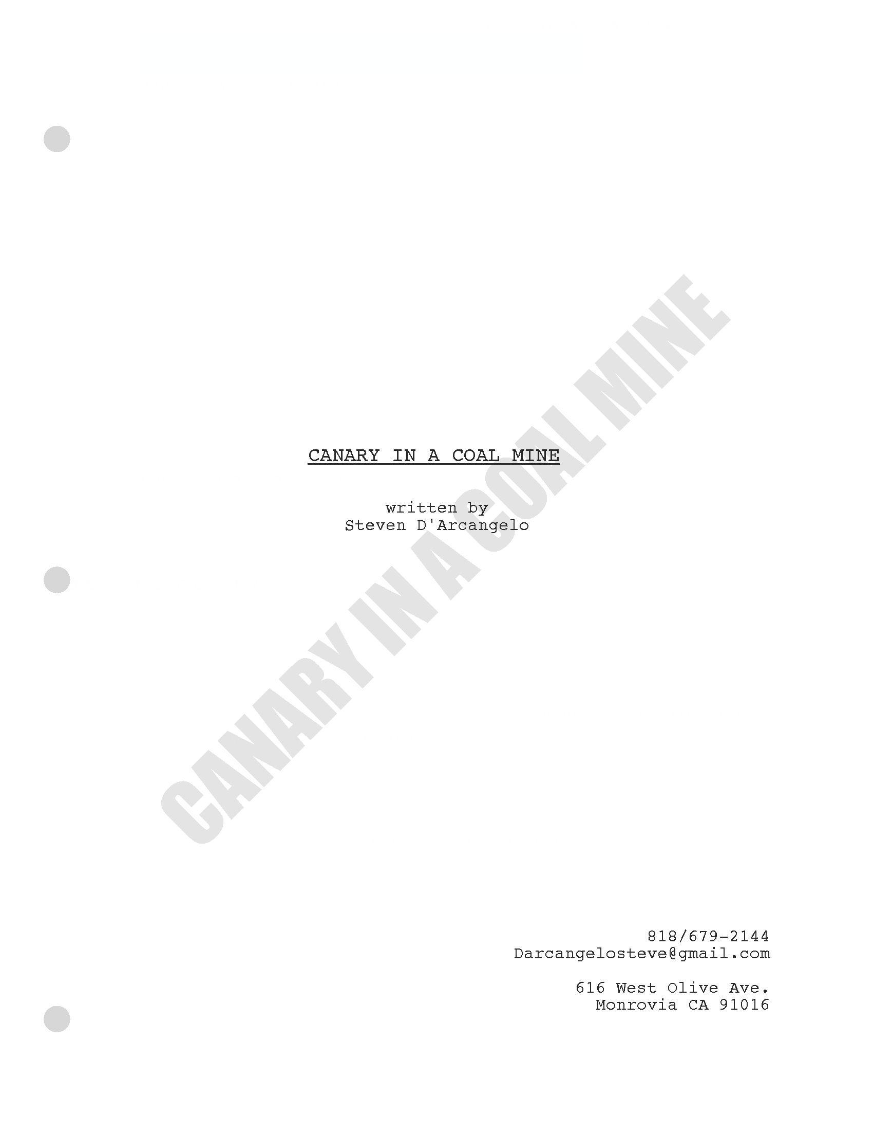 Canary In A Coal Mine, title page