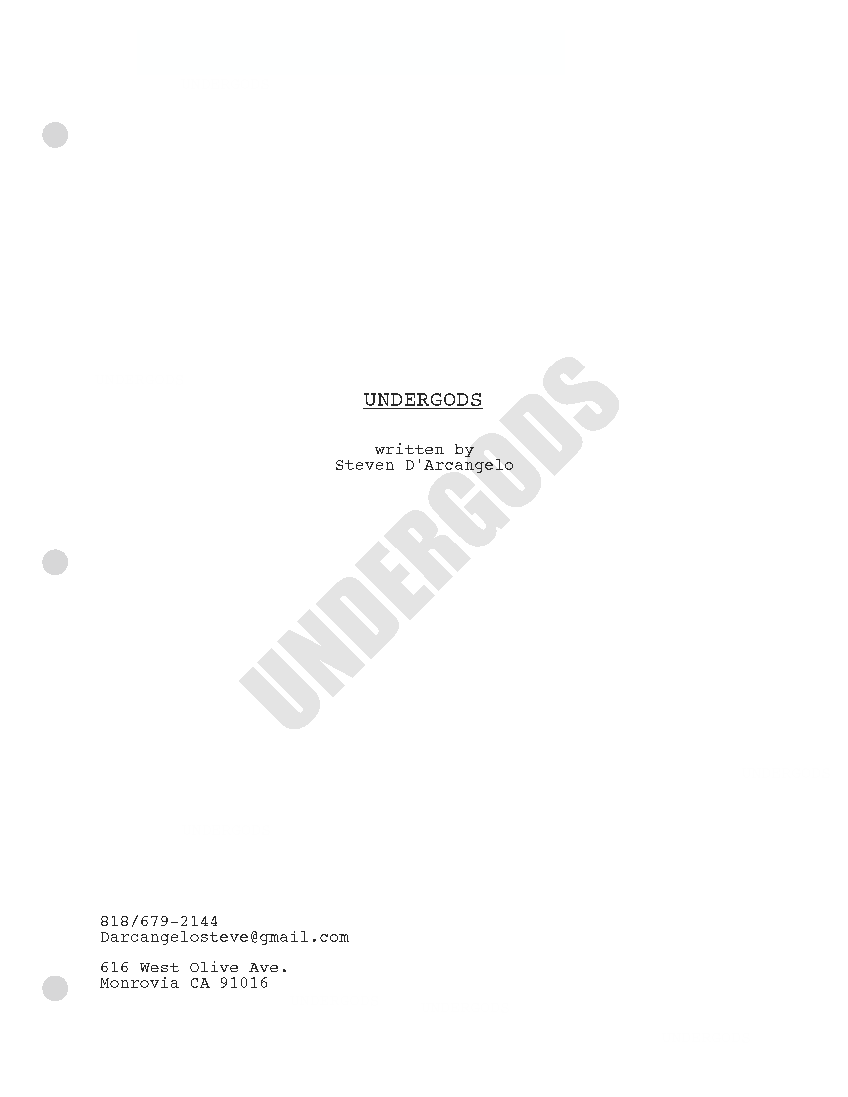 Undergods, title page